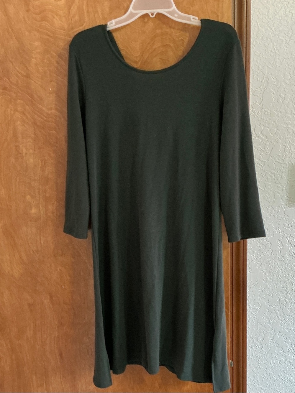 Everyday Dark Green Long-Sleeve Swing Dress